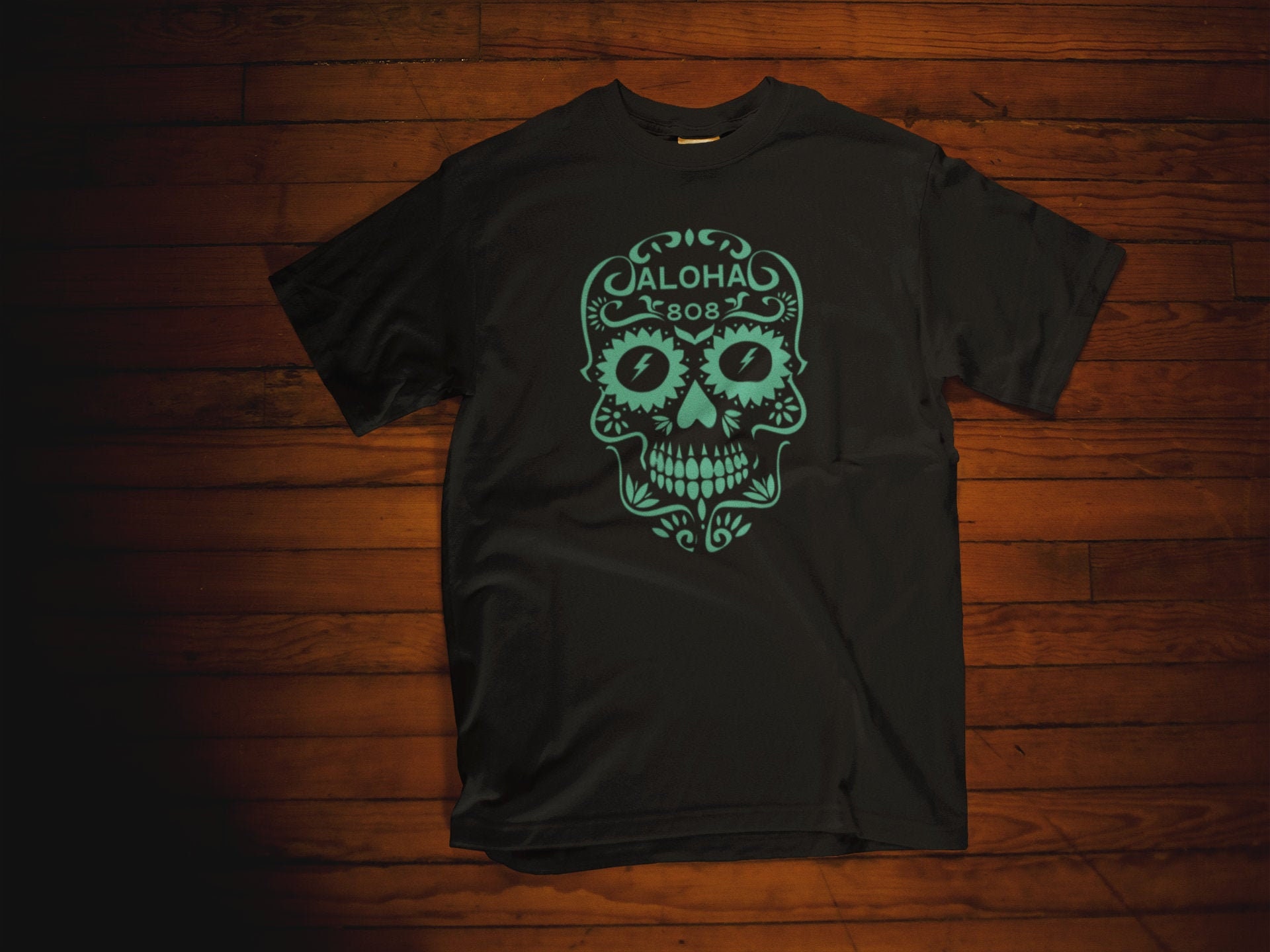 Hawaiian Aloha 808 Tri-Blend Sugar Skull Unisex Short-Sleeve T-Shirt//Sugar Shirt//Hawaiian Shirt