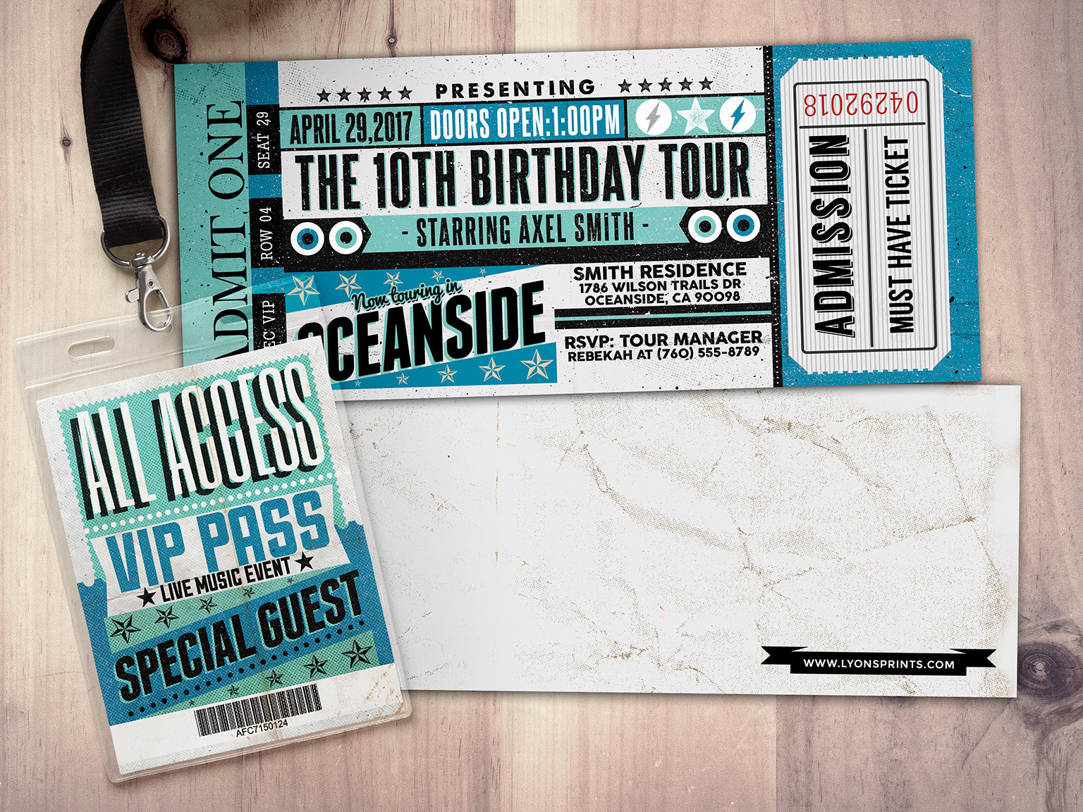 Pop Star, Rock Star Concert Ticket Birthday Party Invitation - Music Printable, Rockstar Party, Pop Karaoke Vintage