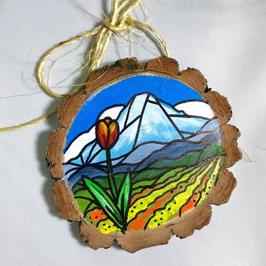 Handpainted Wood Tulip Festival Seattle Portland Washington Oregon Pacific Northwest Ornament Acrylic Painting