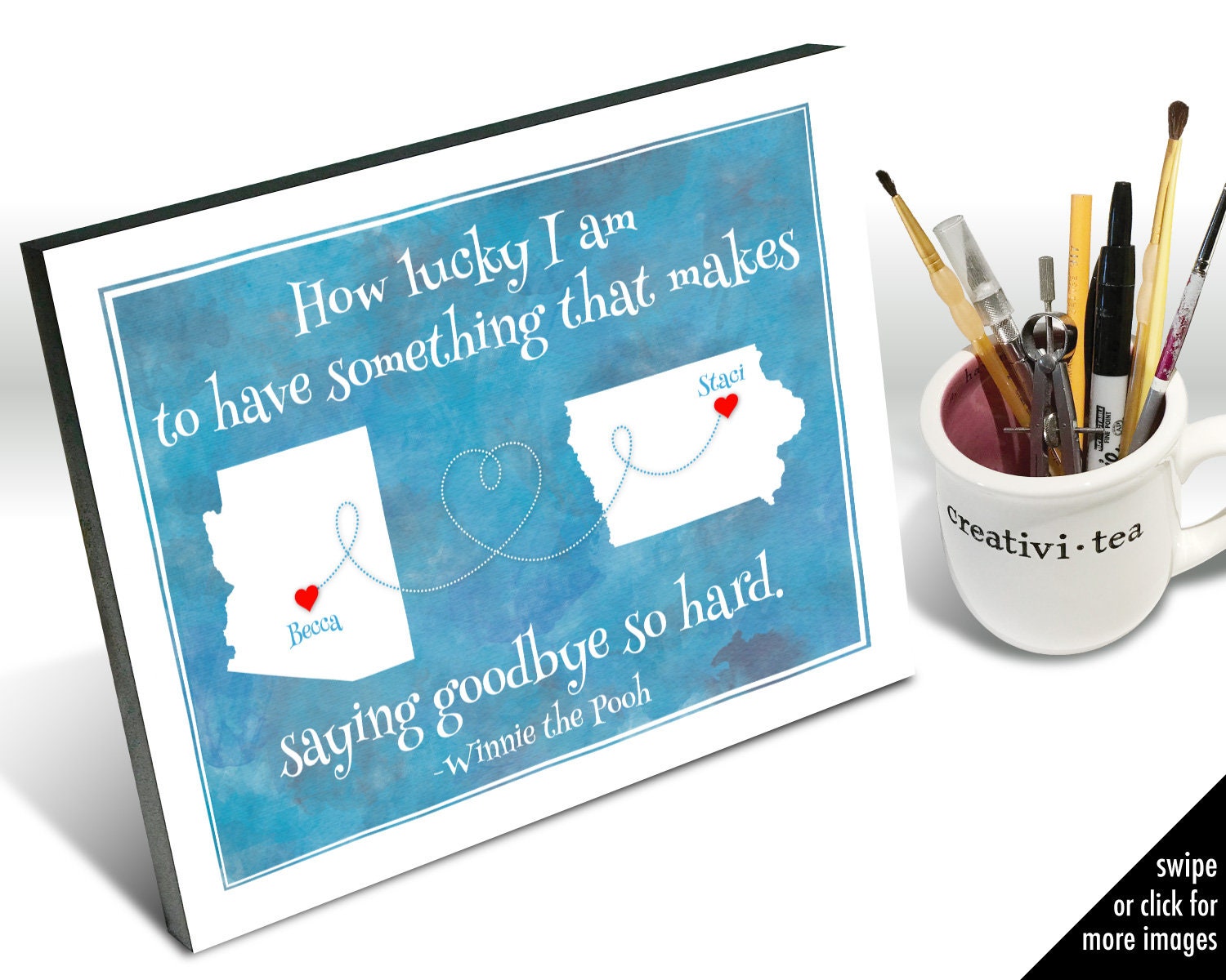 How Lucky I Am To Have Something That Makes Saying Goodbye So Hard, Moving Away Gift, Two Place Map Gift
