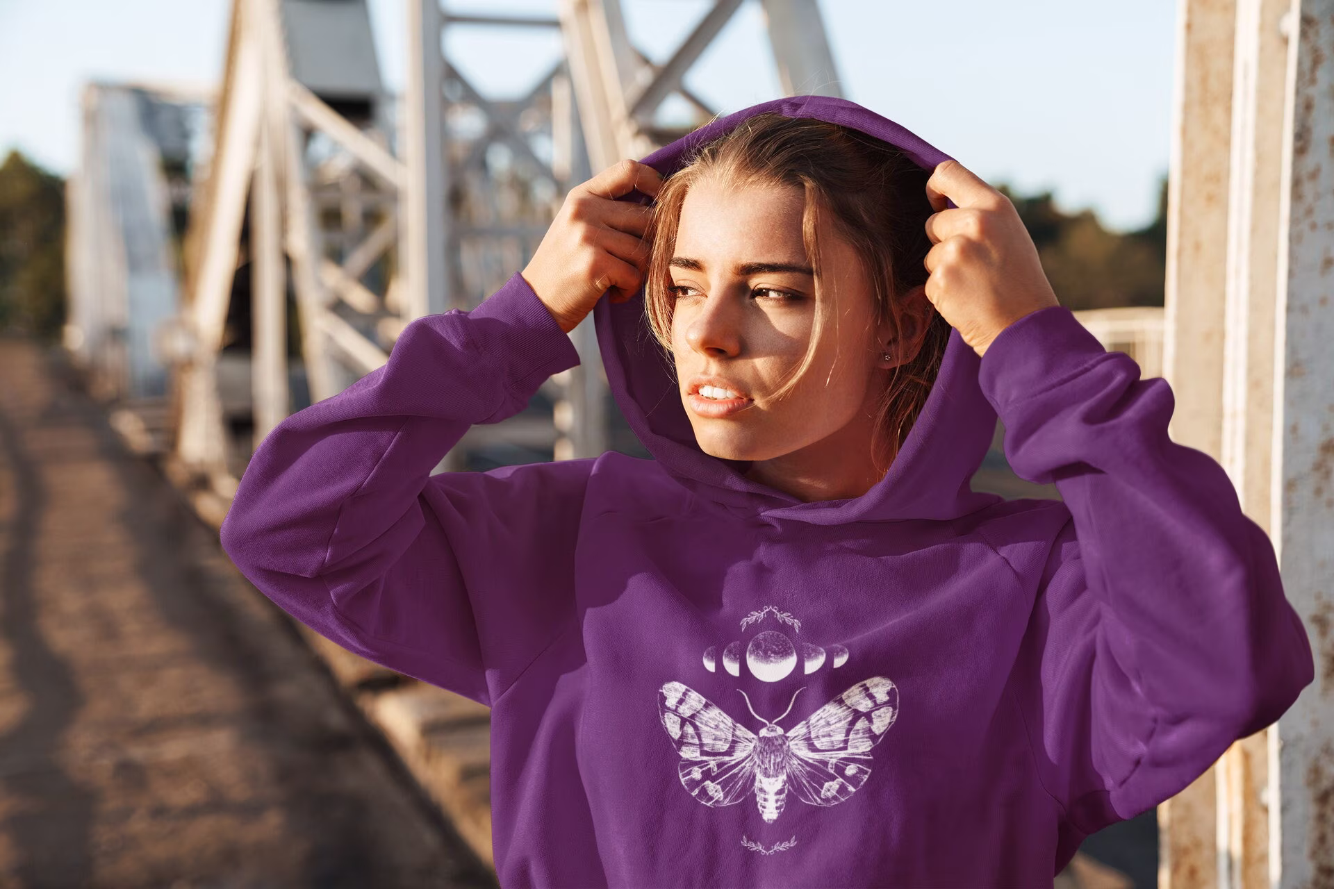 Moth Hoodie, Unisex Heavy Blend Hooded Sweatshirt, Tarot Gift, Dark Goth Pullover, Gothic Sweater, Moon Phases, Luna Moth, Ins