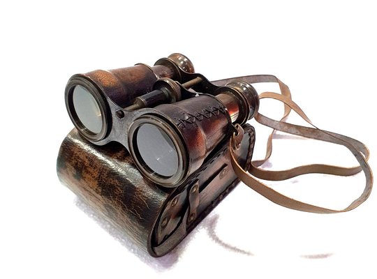 Vintage Maritime 6.5" Inches Brass Binocular Nautical Spyglass Scope With Brown Leather Box