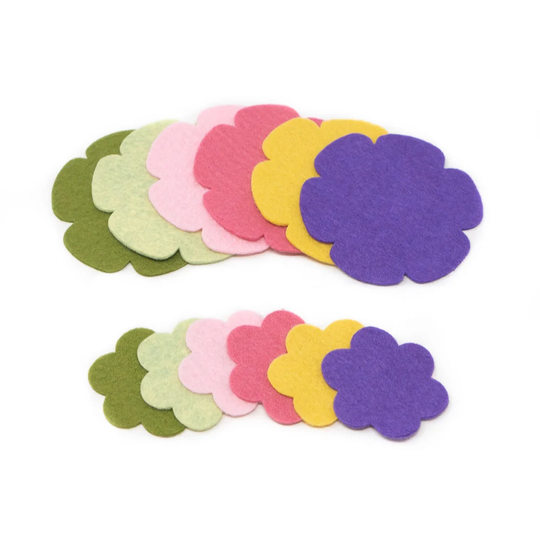 24 Grace Wool Blend Felt Die Cut Applique Flowers - Spring Garden Colors