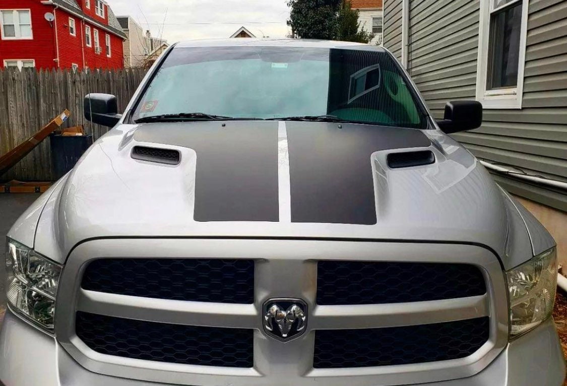 Matte Black - 2009-2018 Dodge Ram Srt 1500 Performance Full Sport Hood Decal