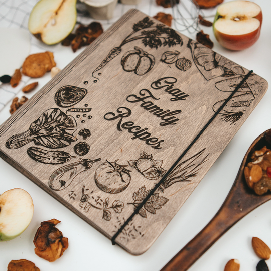 Personalized Mother Gift, Wood Recipe Book, Custom Cook Cooking Book Family Binder, Gift For Mom, Grandma, Women, Wife