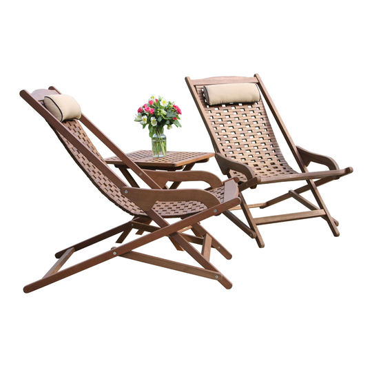 Eucalyptus Folding Swing Lounger 3 Piece Outdoor Patio Set - Wood by World Market