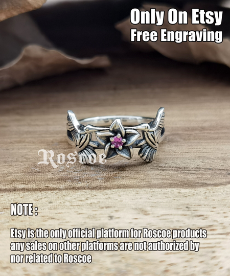 Hummingbird Zircon Sterling Silver Ring Handmade Stone Statement 925 Unique Modern Dainty Unisex Men Women Beautiful Jewelry Gift For Her