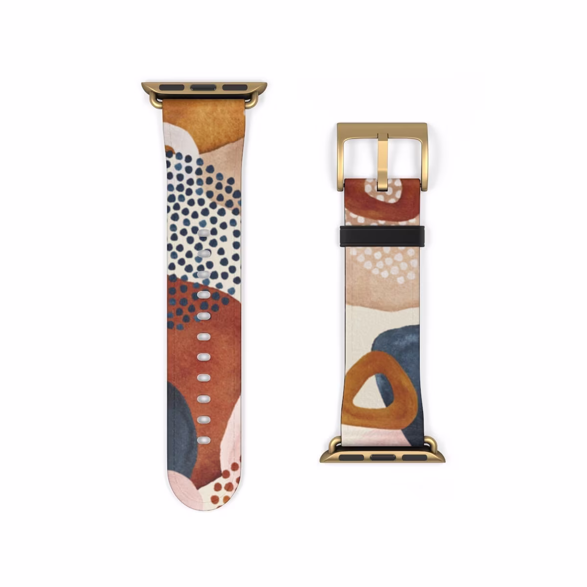 Rustic Abstract Shapes Apple Watch Band Series 3 4 5 6 Se 38mm 40mm 42mm 44mm Iwatch Straps For Women Vegan Faux Leather With Modern Design