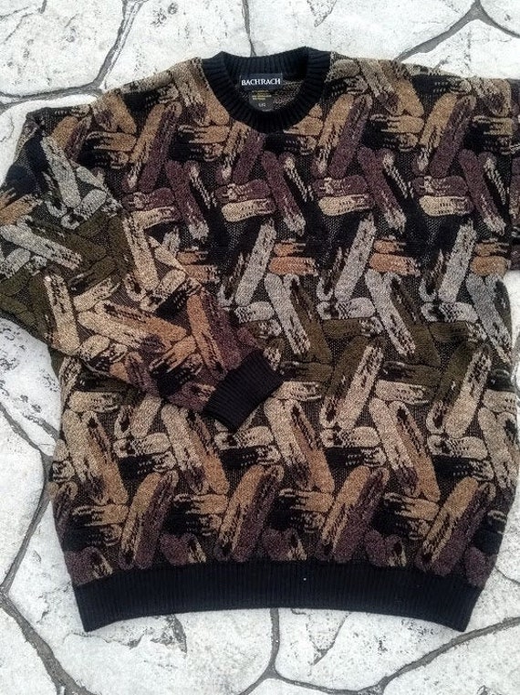 Vintage Wool Blend Sweater - 1980S Slouch Style Unisex Men's Large Bachrach Coogi -Made in Canada