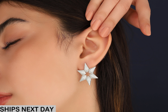 White Stone Stud Earrings Sterling Silver Earring Dainty Minimalist Gold Everyday Gift For Her Mom Handmade Jewelry