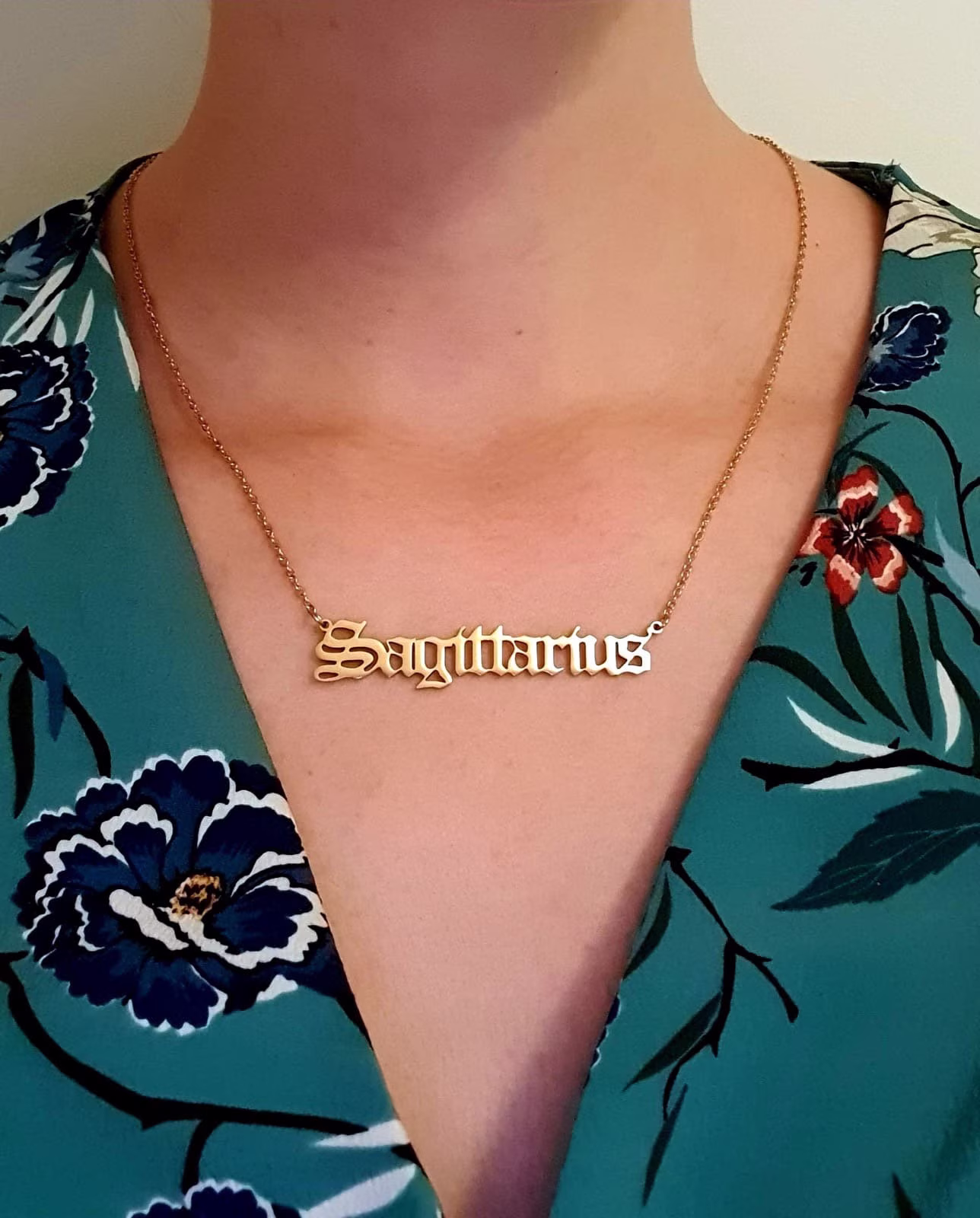 Sagittarius Zodiac Star Sign Necklace Stainless Steel in Colour Gold