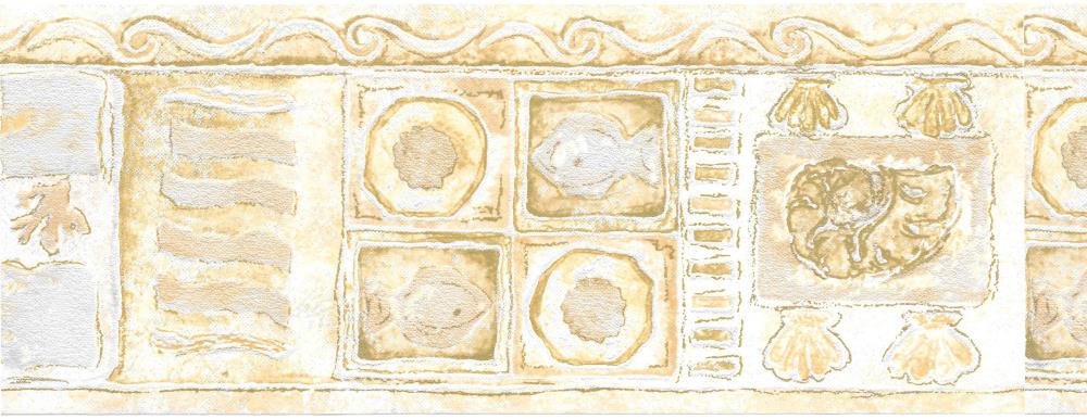 Dundee Deco 5.25-in Abstract Yellow, Green Seafood Plates Prepasted Wallpaper Border | BD6096