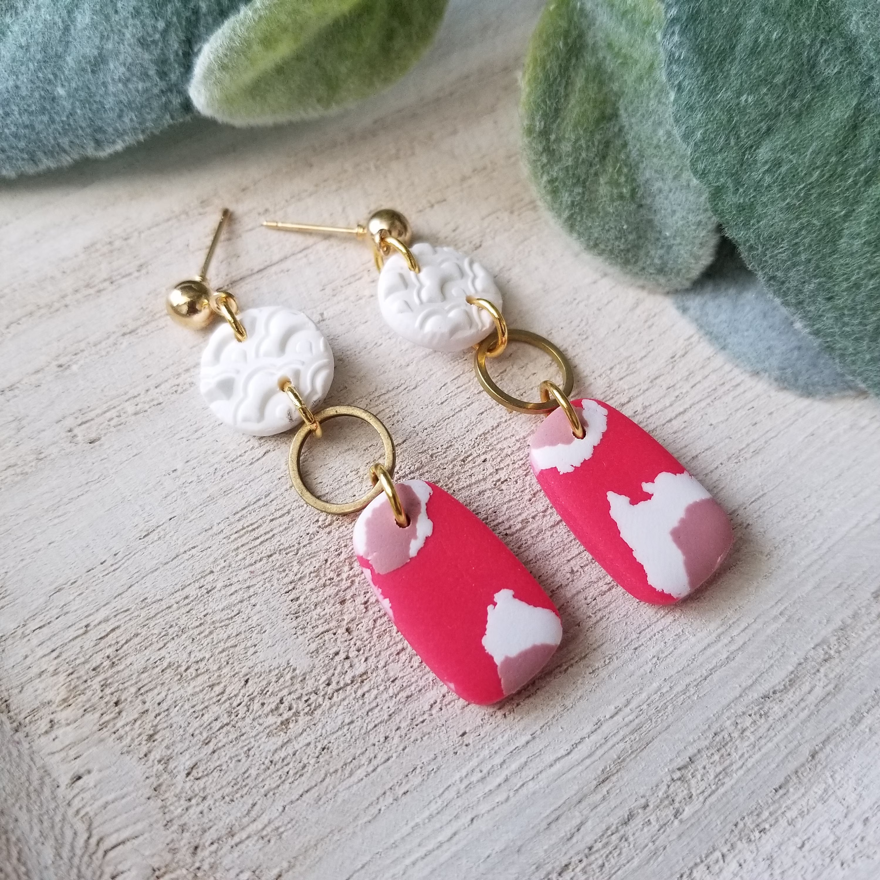 Clay Earrings | Lightweight Statement Earrings Handmade Polymer Clay Modern Jewelry Simple Hypoallergenic