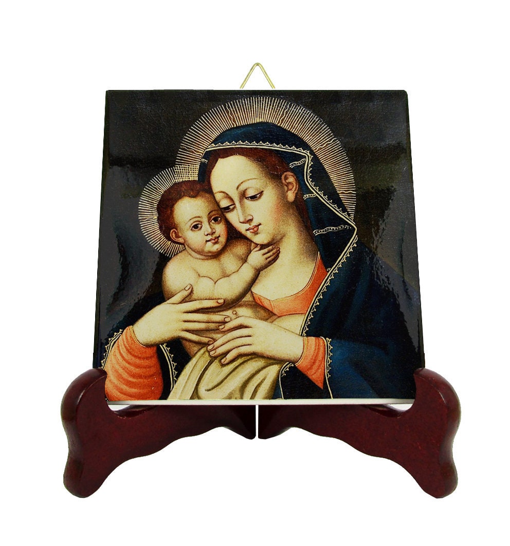 Religious Icons - The Virgin Of The Milk Nursing Madonna Catholic Icon On Ceramic Tile Virgen De La Leche Holy Art
