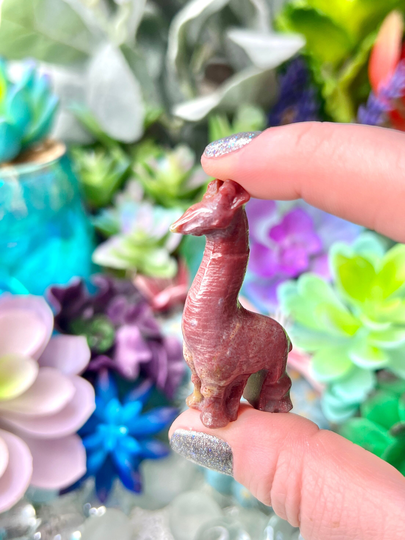 Ocean Jasper Giraffe Carving, Red Figurines Decor, Crystal Animals