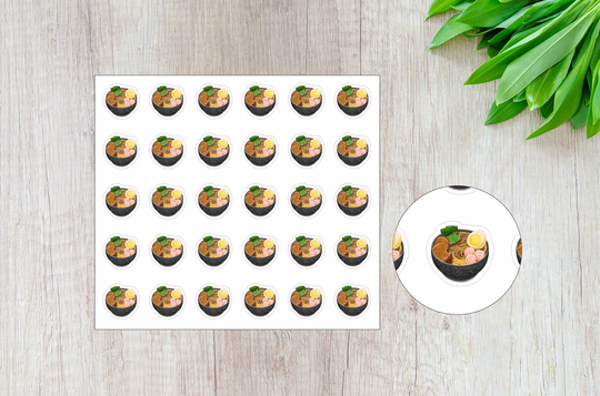Mini Ramen Stickers, Icon Functional Multi Colour, Planner Stickers, Weekly Stickers Kit, Monthly