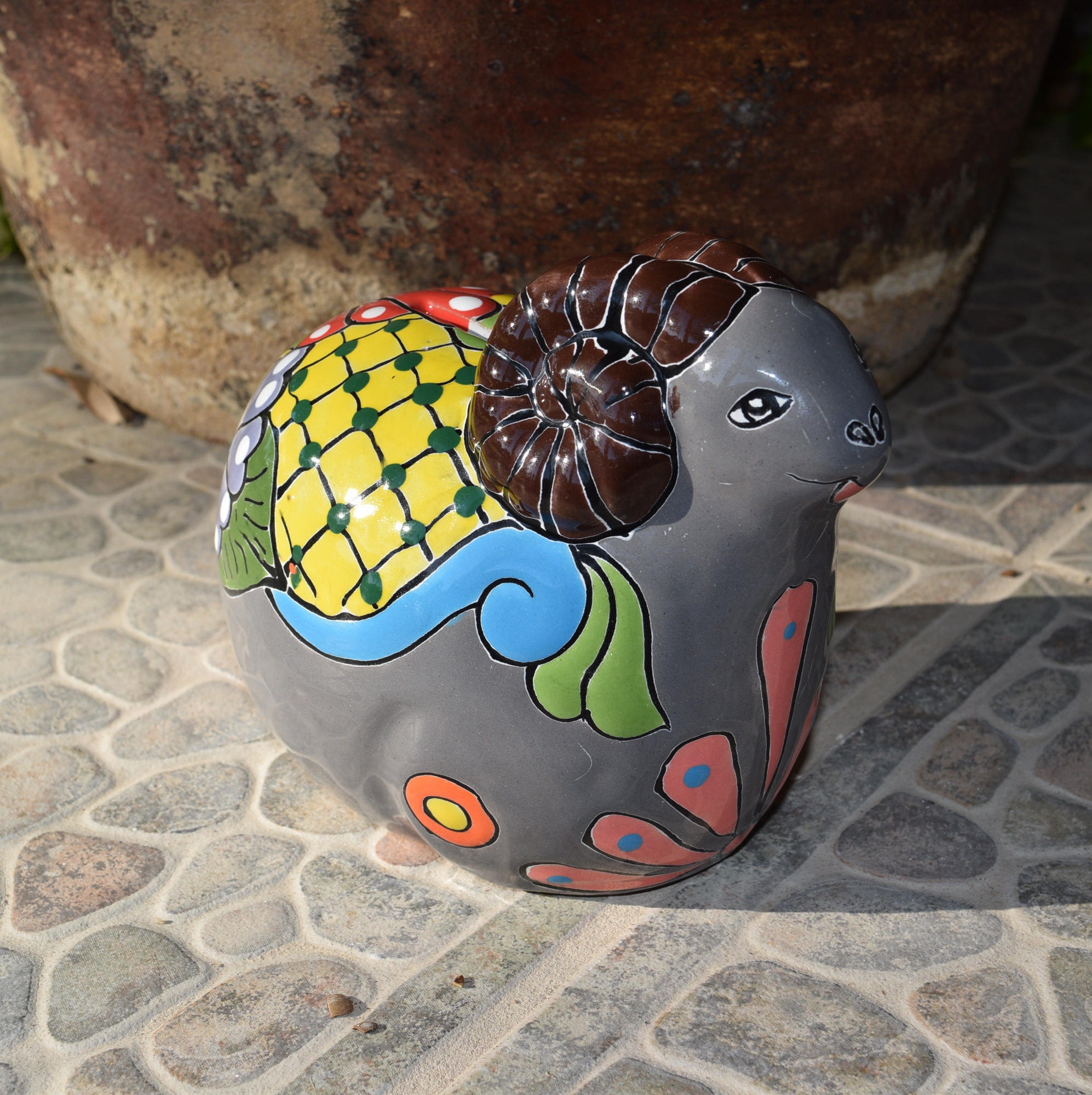Ram Coin Bank Pottery Talavera Ceramic Home Bedroom Kitchen Patio Garden Mexcian Decor