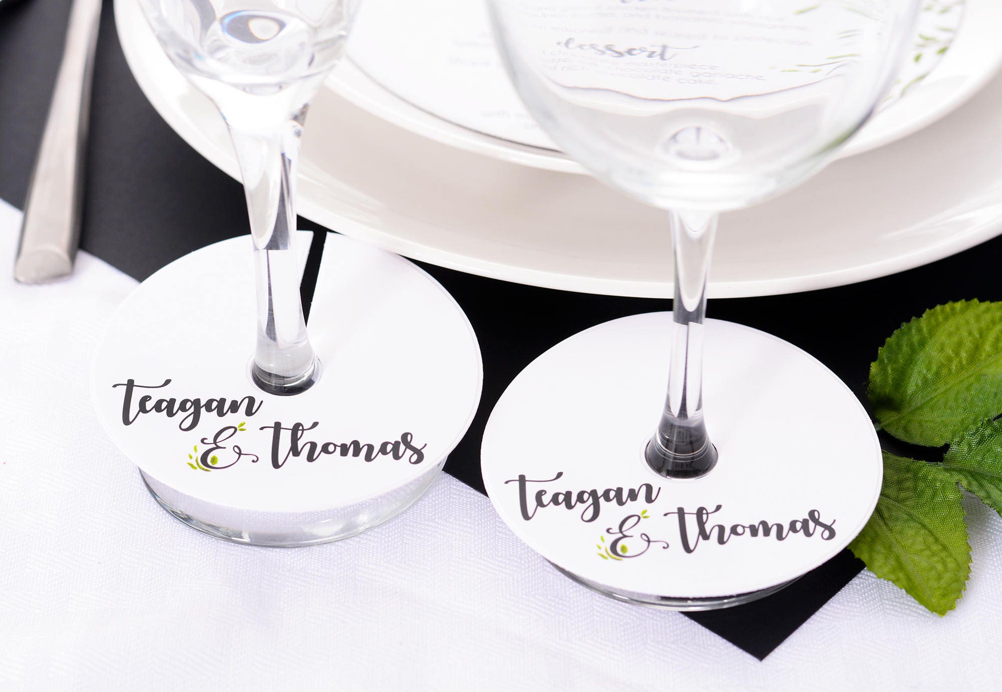 Wedding Wine Glass Tags - Champagne Tag Cute Markers Personalized Stem Circles #wdim-259