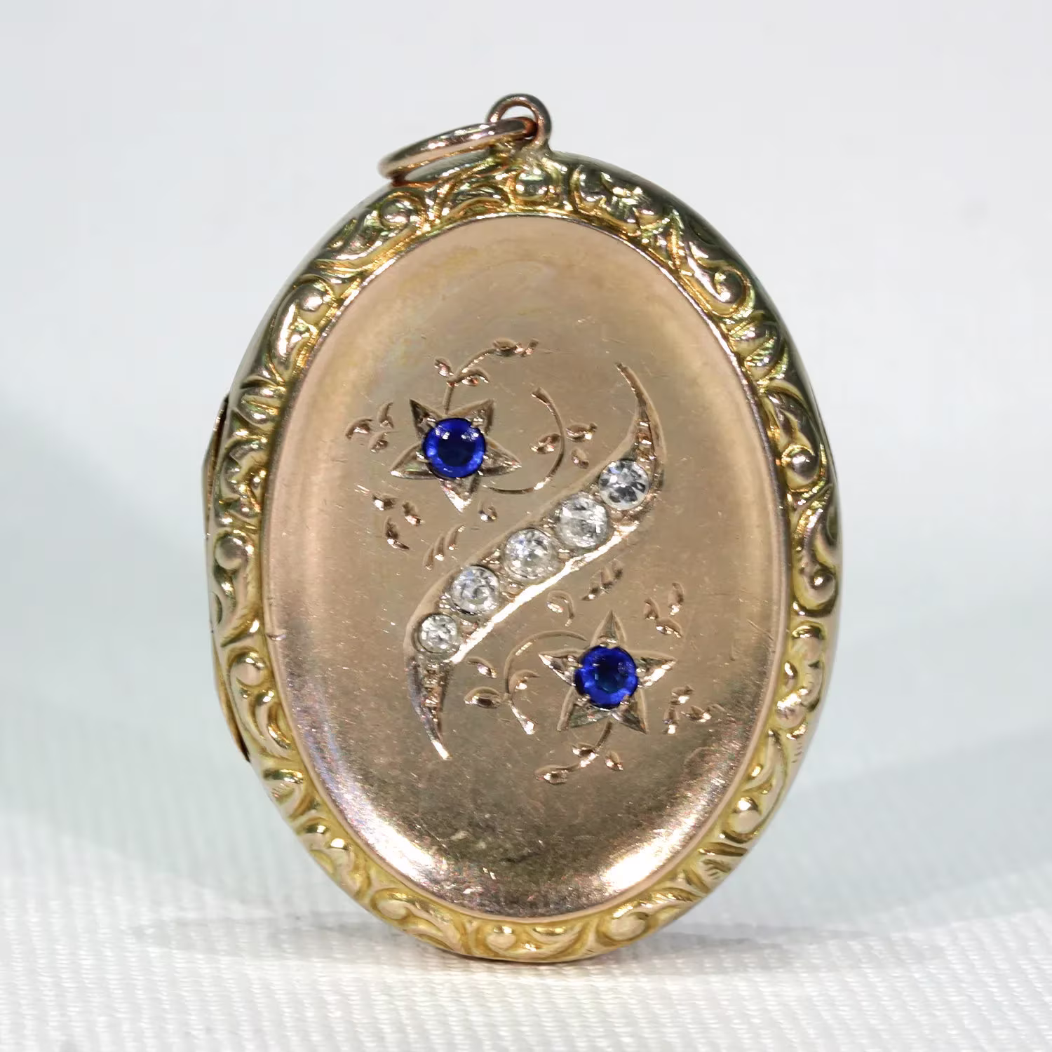 Antique Victorian Paste Locket 9K Gold Back & Front