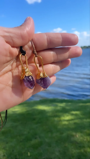 Raw Amethyst Necklace Adjustable Crown Chakra Gemstone Jewelry Pendant Stones For Healing Amerhyst
