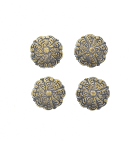 Vintage Steampunk Button Cover in Antique Gold, 22mm, Made Usa, Set Of 4
