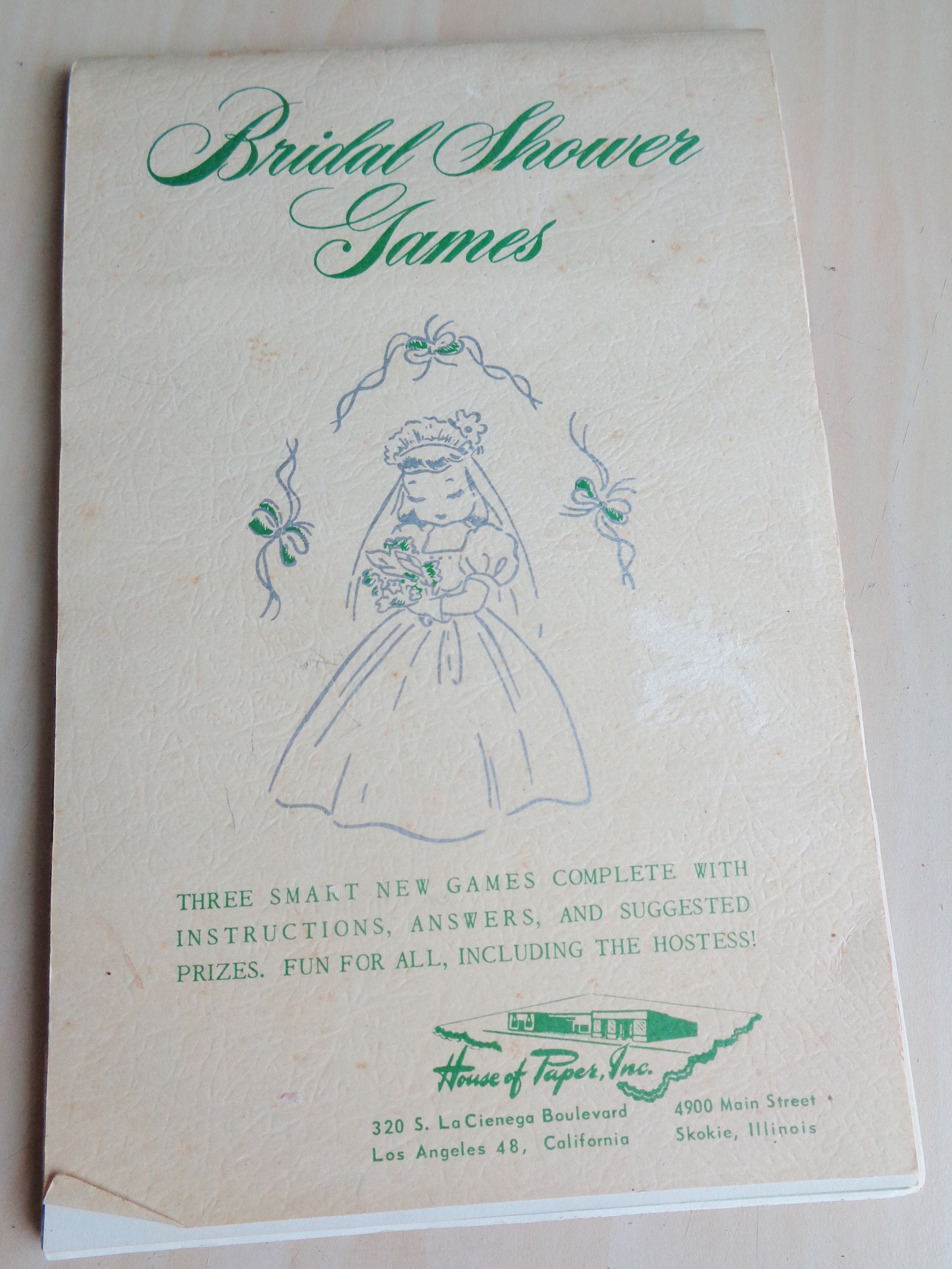 Vintage 1956 Original Bridal Shower Games Booklet House Of Paper, Inc