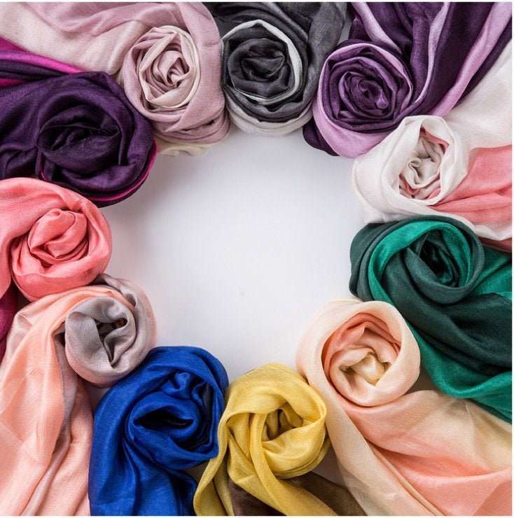 Silk Cotton Blend Scarf/Long Scarf/Large Scarf Wrap/Lightweight Shawl