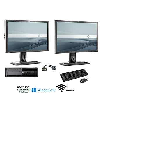 Refurbished HP 8300 Bundle Desktop (Includes [2] 24" Monitors, Intel i5, 8GB, 2TB, WIFI, Win 10 Pro)