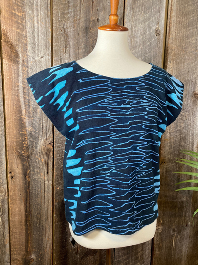 Indigo Mudcloth Box Top, Shirt, Top