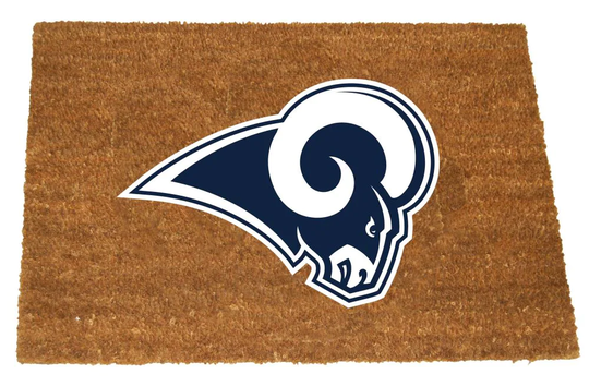 The Memory Company Los Angeles Rams 1-1/2-ft x 2-1/2-ft Team Rectangular Outdoor Interlocking Decorative Sports Door Mat Rubber in Brown
