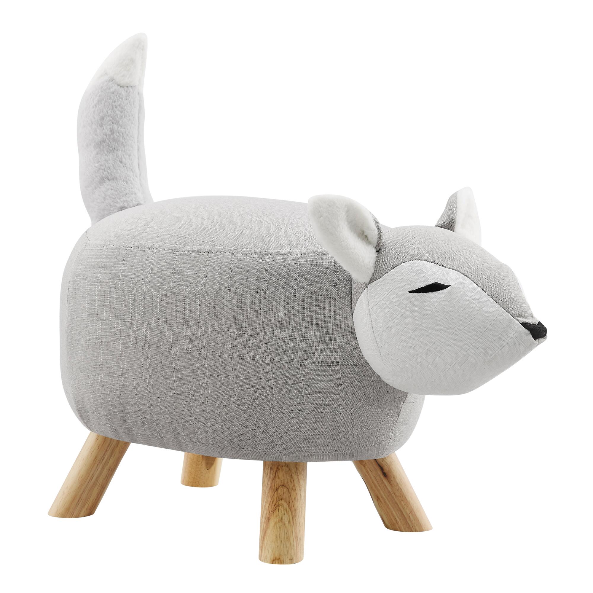 Gray Harold The Fox Upholstered Kids Stool by World Market