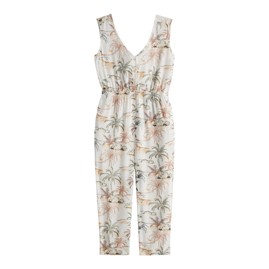 Ivory, Brown And Green Tropical Isla Jumpsuit With Pockets: Multi - Small by World Market