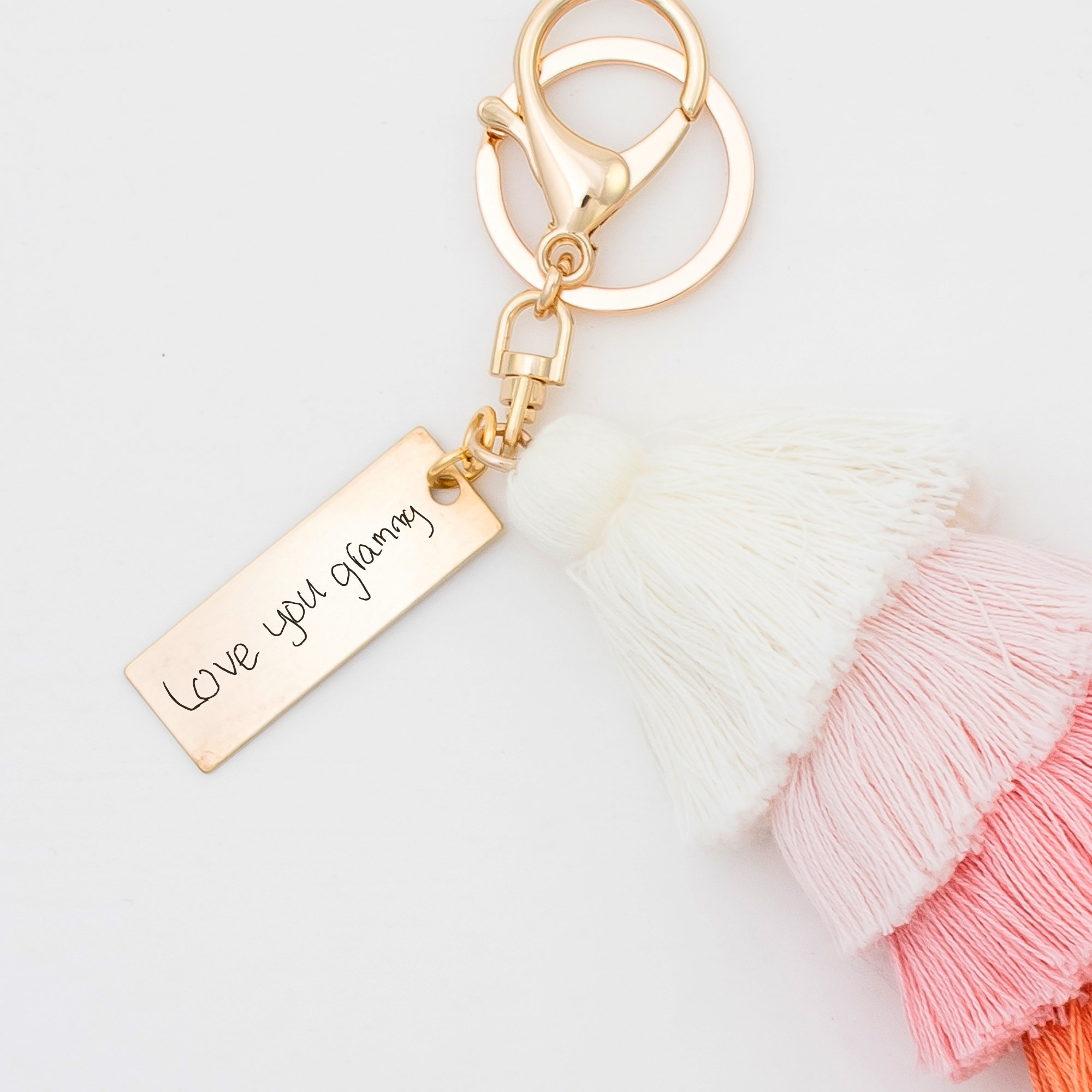 Actual Handwriting Keychain, Handwritten Tassel Ombre Signature Gift, Memorial Key Chain, Custom Purse Charm