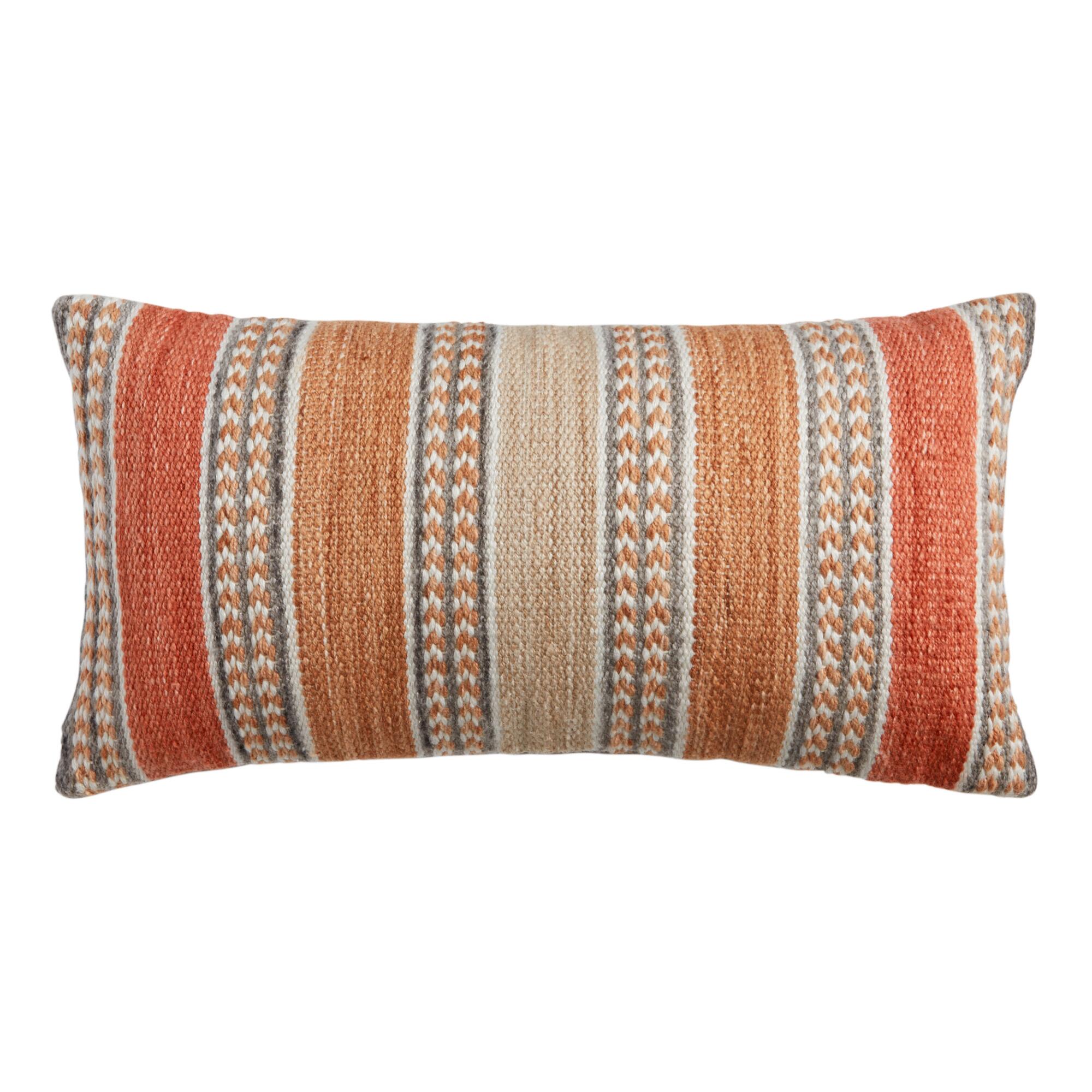 Striped Spice Indoor Outdoor Patio Lumbar Pillow by World Market