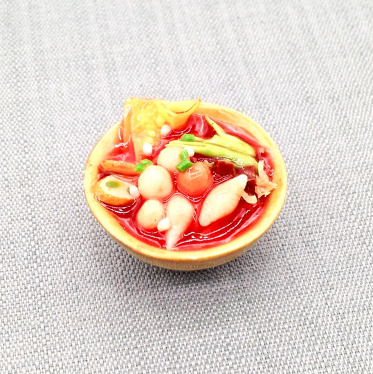 Yentafo Pink Seafood Fish Soup Miniature Dollhouse Clay Polymer Asian Food Supply Cute Small Dish Bowl Ceramic Jewelry Supplies Deco 1/12