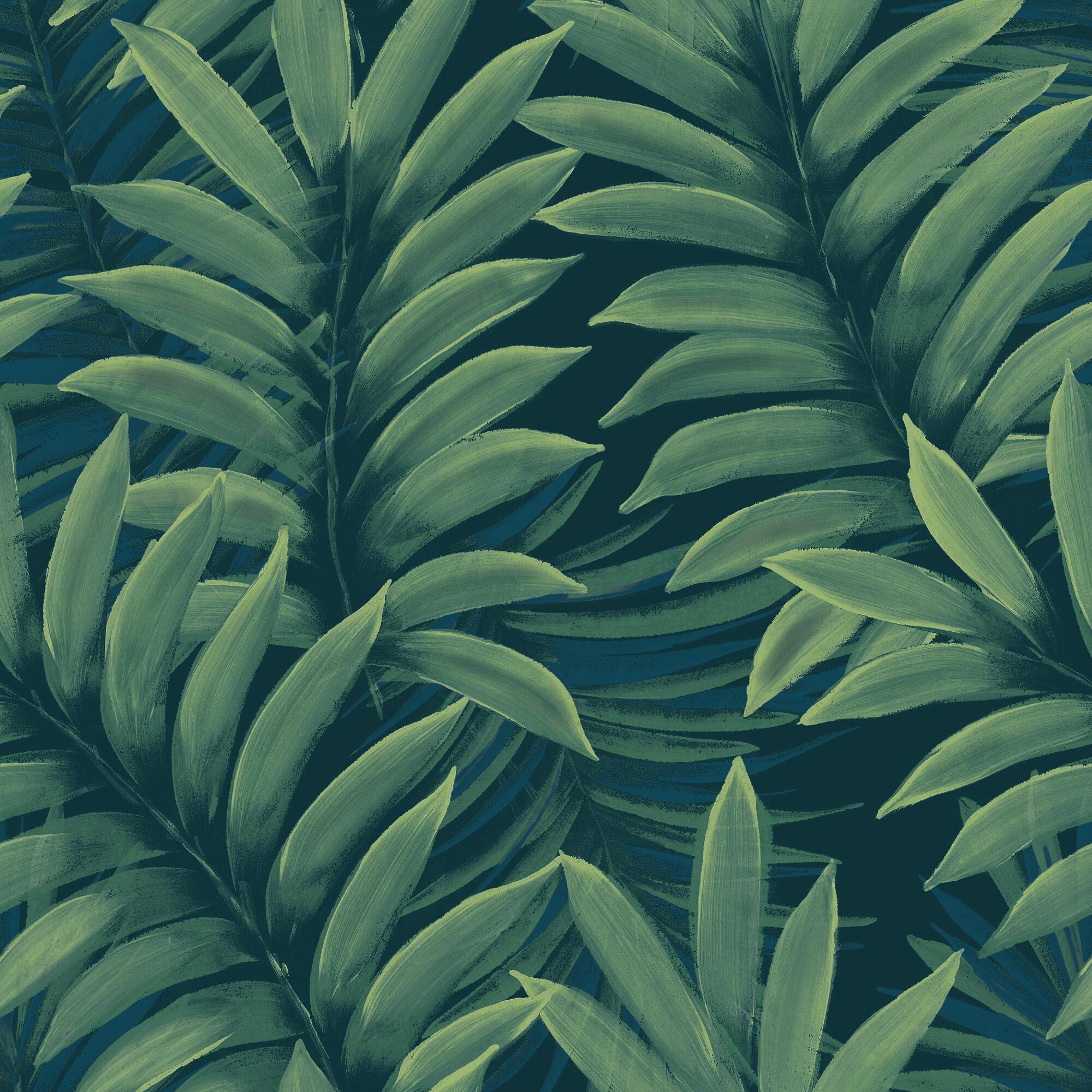 Teal and Green Palm Peel And Stick Wallpaper by World Market