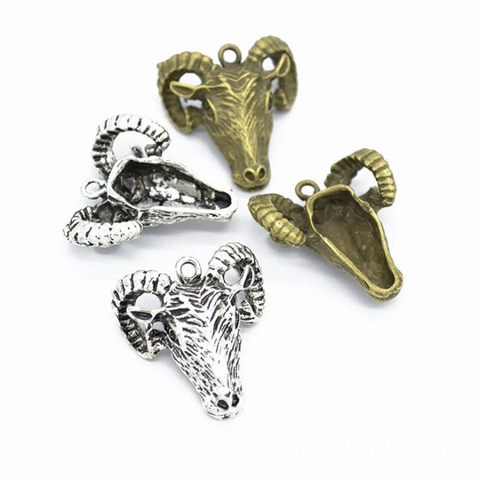 10Pcs Ram Head Charms, Goat Pendant, Antique Silver/Bronze Charms For Diy Necklace/Bracelet Jewelry Findings | 31x29mm
