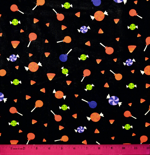 Halloween Candy Fabric | Sold By The Half Yard Continuous Cut 100% Quilting Cotton Candy Orange Black Blender