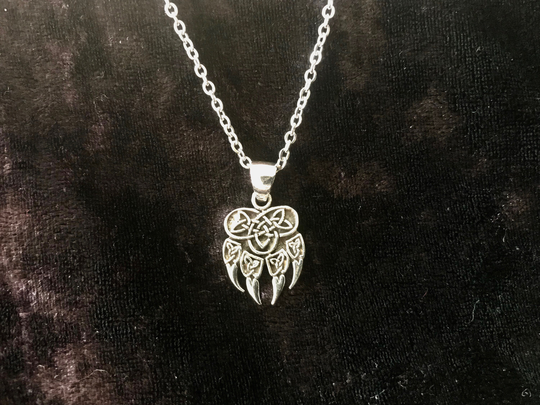 Handcast 925 Sterling Silver Celtic Viking Wolf Claw Paw Pendant With Knot Designs + Free Chain Necklace