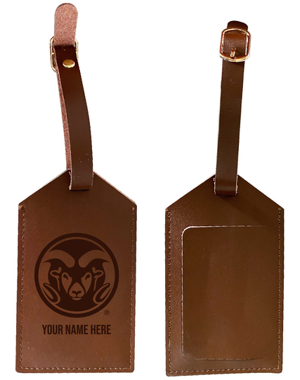 Personalized Customizable Colorado State Rams Engraved Leather Luggage Tag With Custom Name