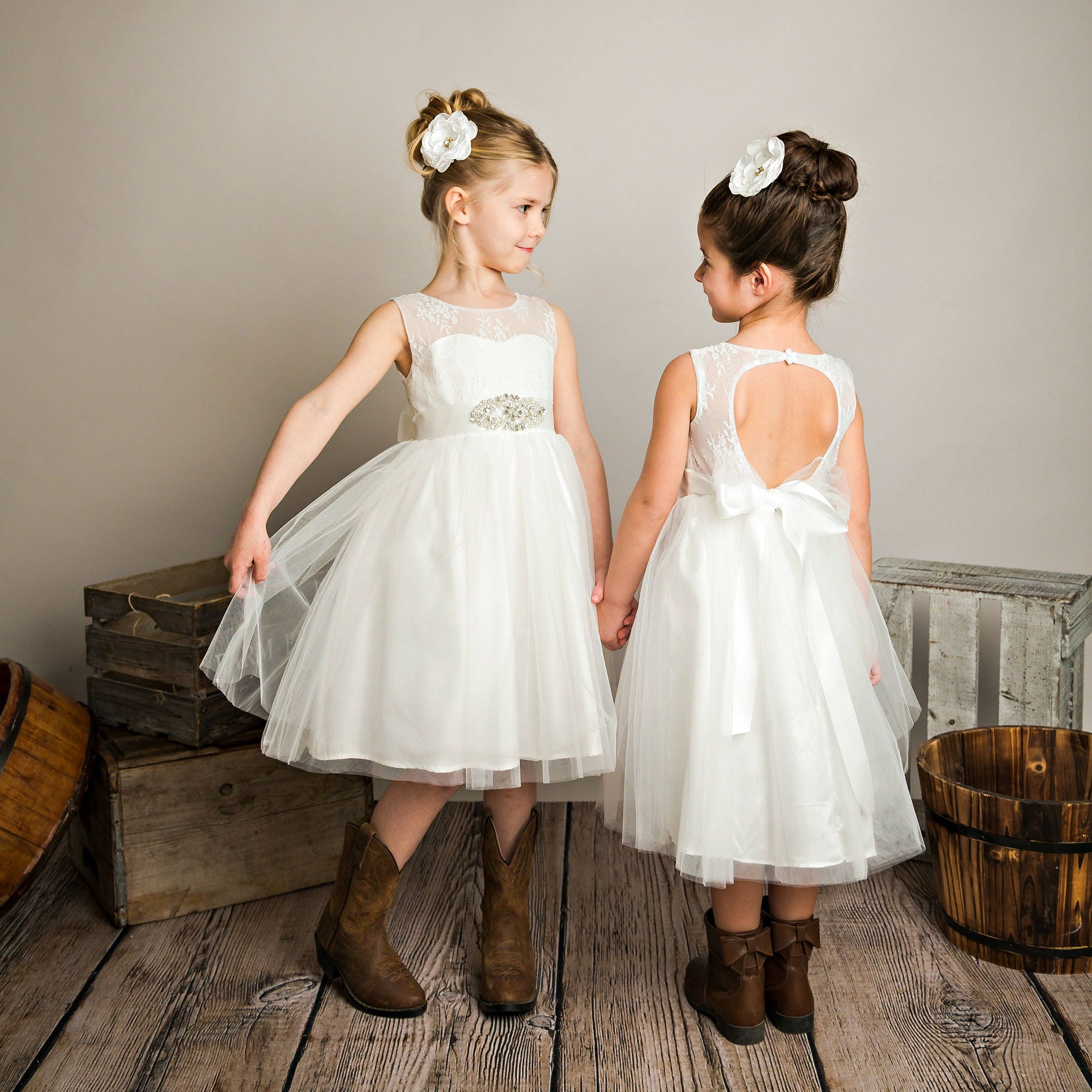 Flower Girl Dress, Girl Dresses, Off White Lace Dress, Baby Country Flower Girl, Rustic Communion Dress 30
