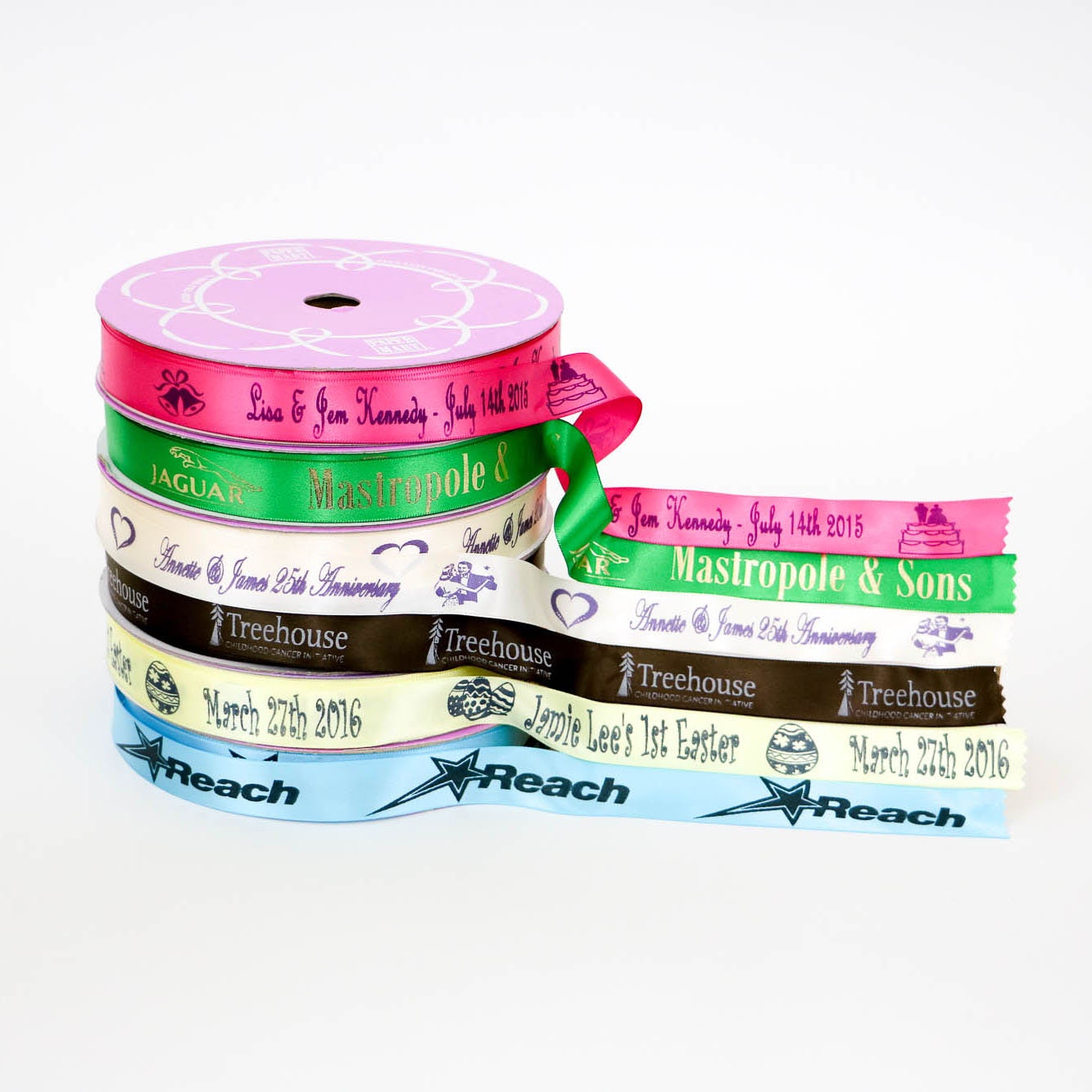 Personalized Ribbon - 7/8 | 22mm Wedding Gift Wrap, Satin Anniversary Wrap Christenings Baptism