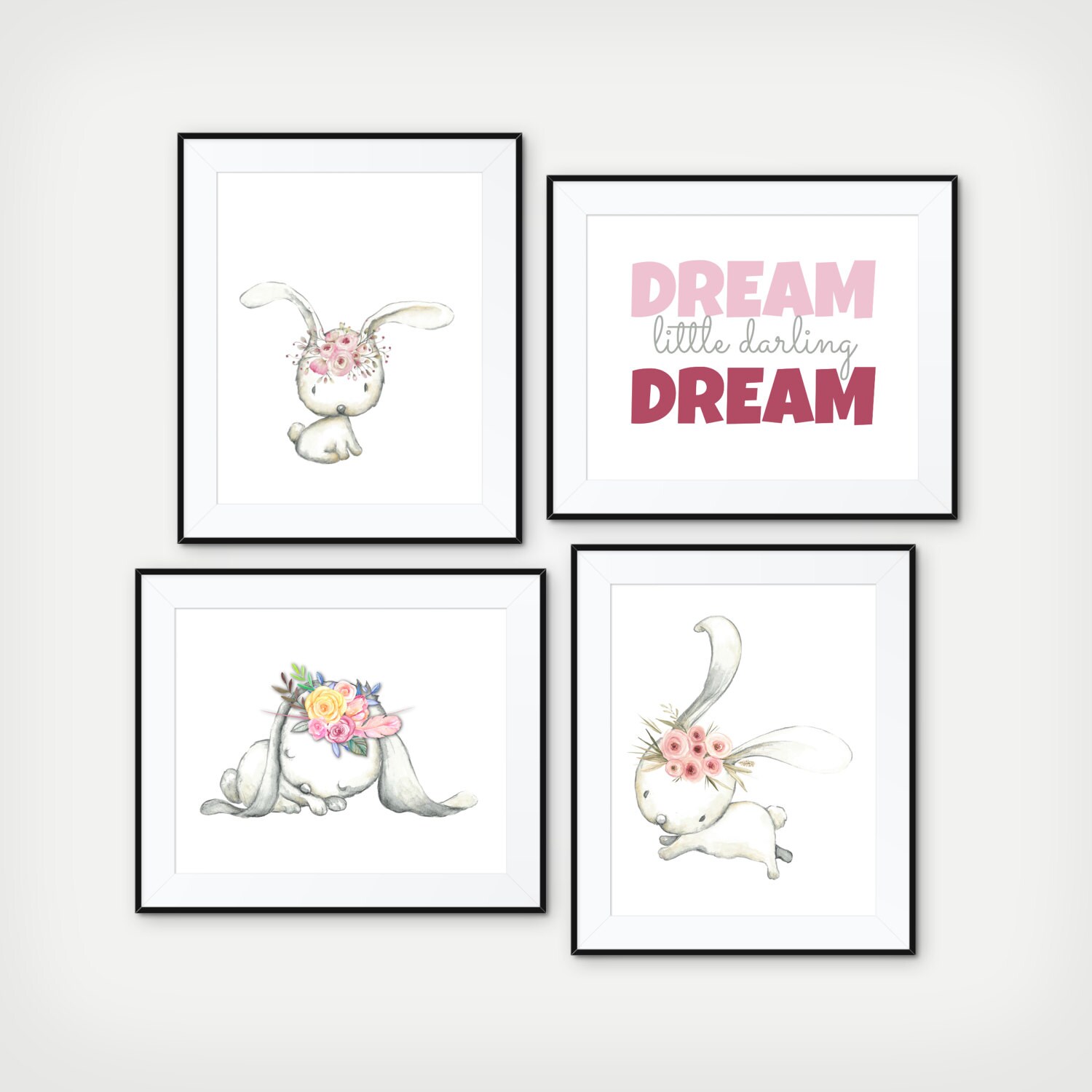 Bunny Nursery Print, Lover Gift, Rabbit Baby Room Decor, Woodland Print