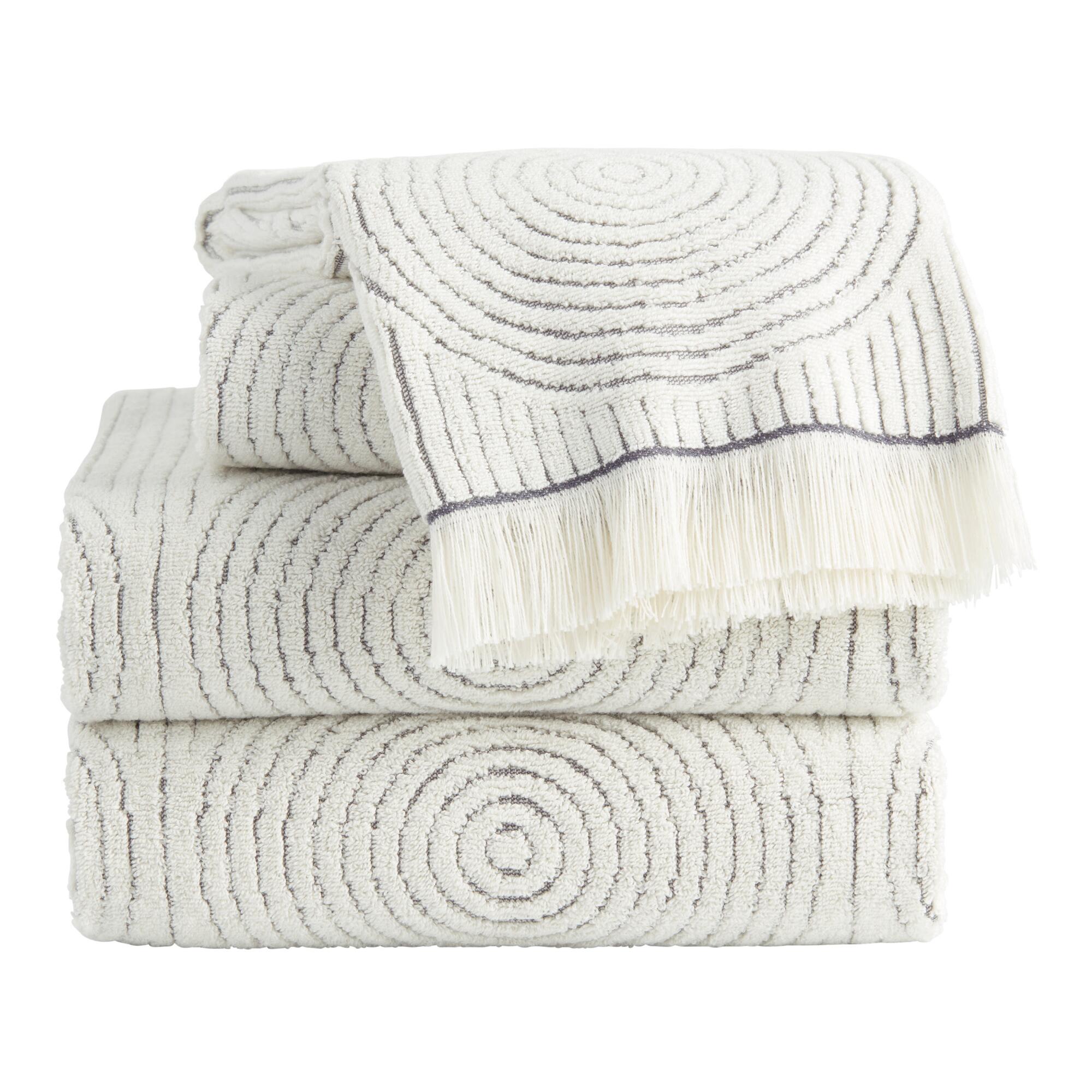 Gray and White Sculpted Spiral Morgan Towel Collection by World Market