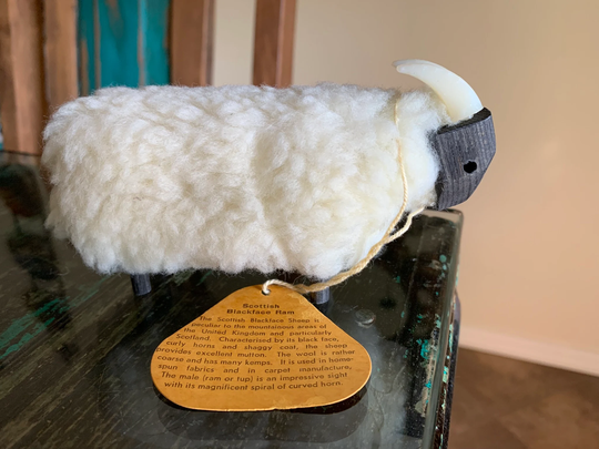 Scottish Blackface Ram Figurine/Handmade Wool Sheep/Ram Souvenir