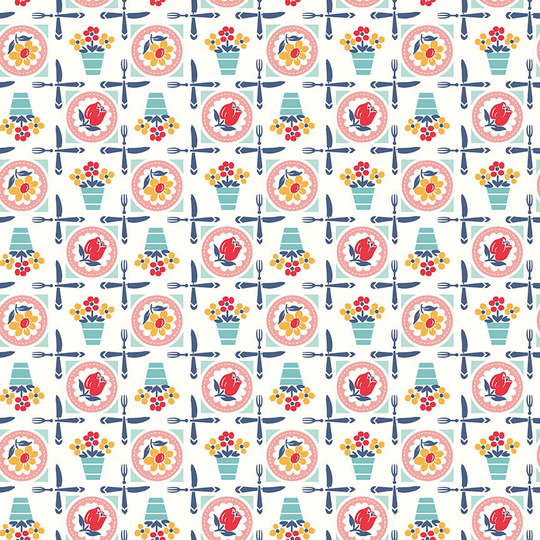 Cook Book Luncheon Fabric Yardage | Designed By Lori Holt For Riley Blake C11755-Coral