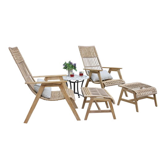 Teak Wood and All Weather Wicker Aneesa 5 Piece Outdoor Patio Set: Natural - Resin by World Market