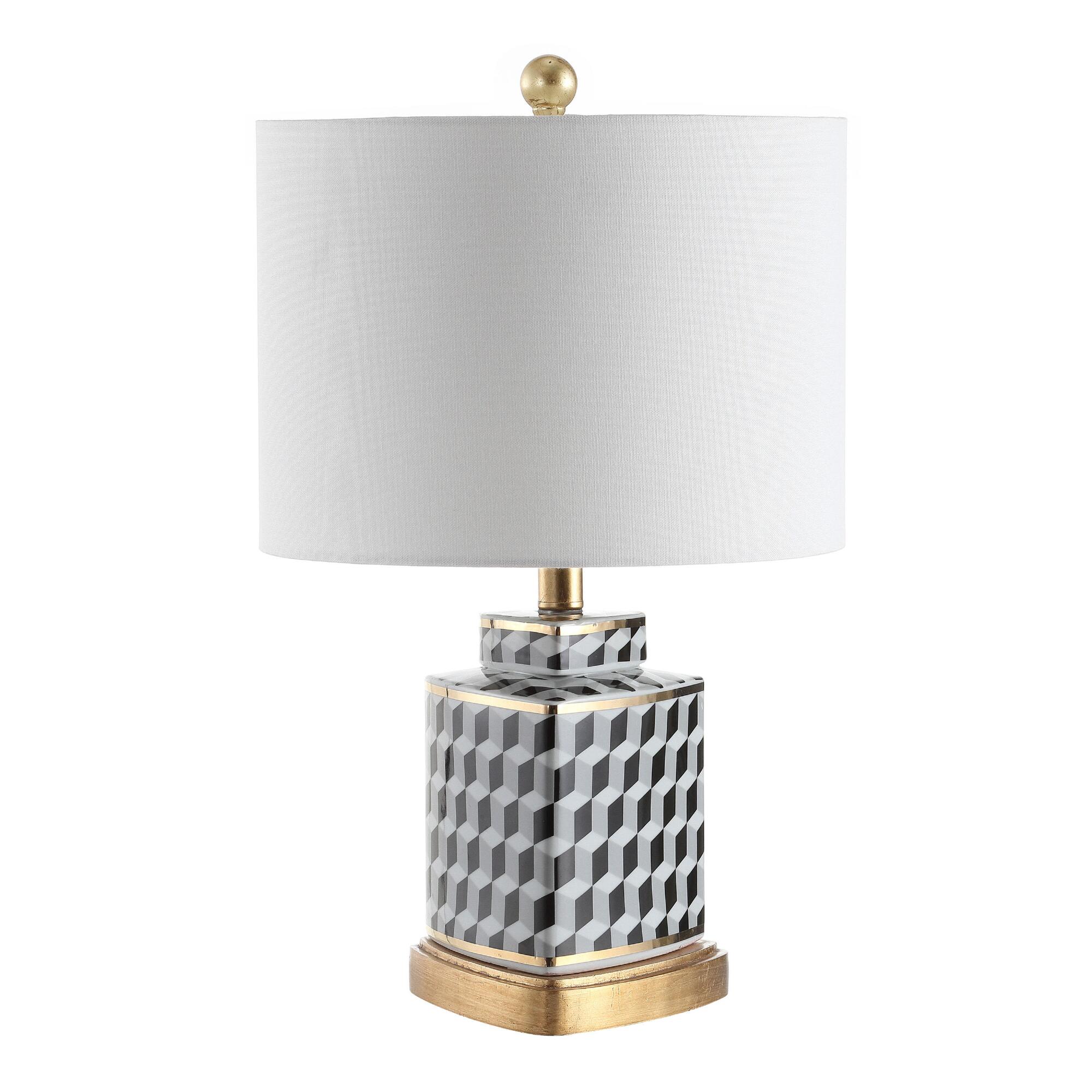 Black, Gray and White Ceramic Madras Table Lamp: Black/White by World Market