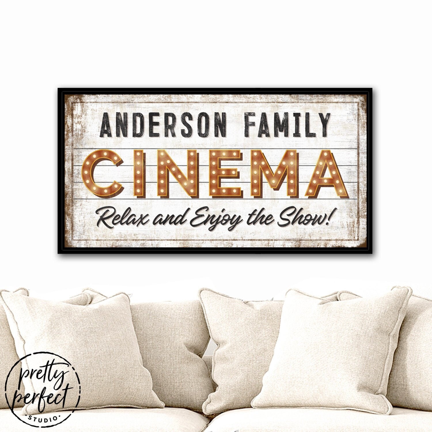 Custom Cinema Sign | Personalized Movie Room Signage Enjoy The Show Home Theater Marquee, Theatre Lounge Wall Art