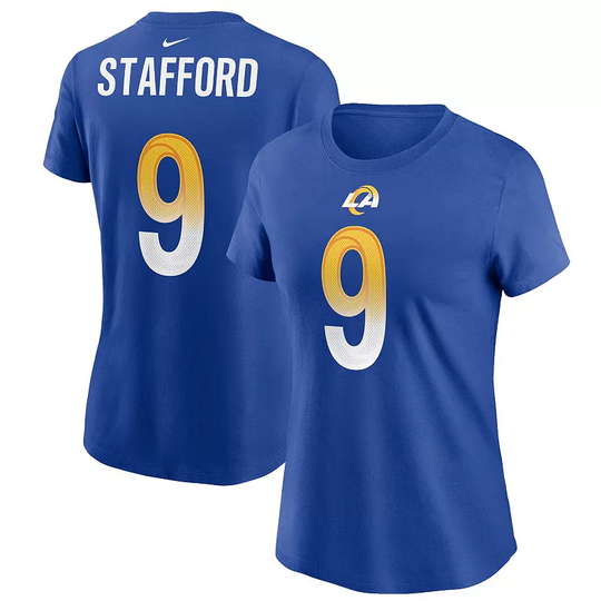 Women's Nike Matthew Stafford Royal Los Angeles Rams Name & Number T-Shirt, Size: 2XL, LAR Blue